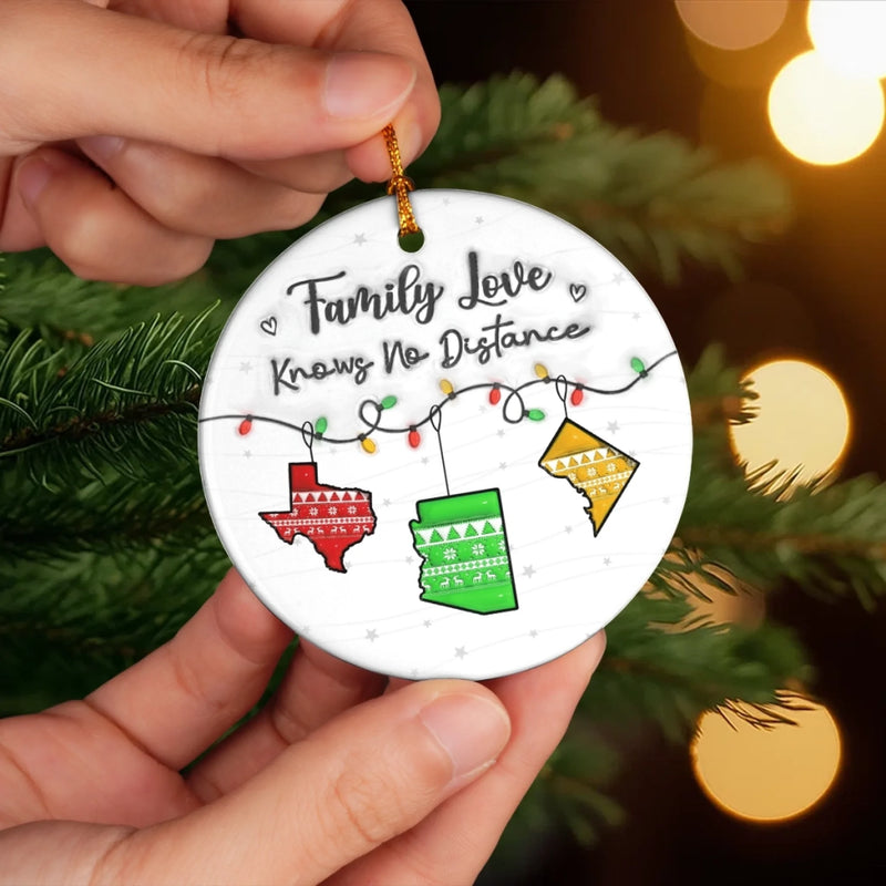 Personalized Ceramic Ornament - Christmas Gift For Family - Long Distance Together Forever, Never Truly Apart