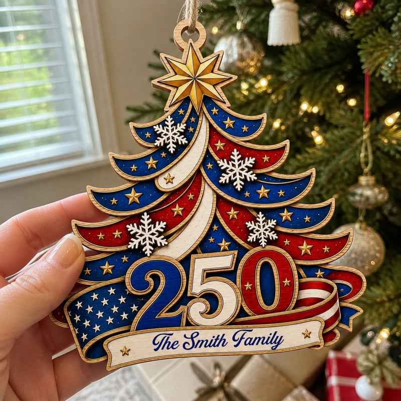 Personalized Wooden Ornament – America 250th Anniversary, Christmas Gift For Family – The Specials Year