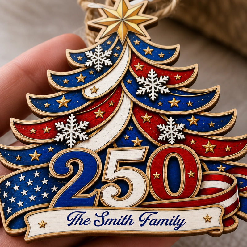 Personalized Wooden Ornament – America 250th Anniversary, Christmas Gift For Family – The Specials Year