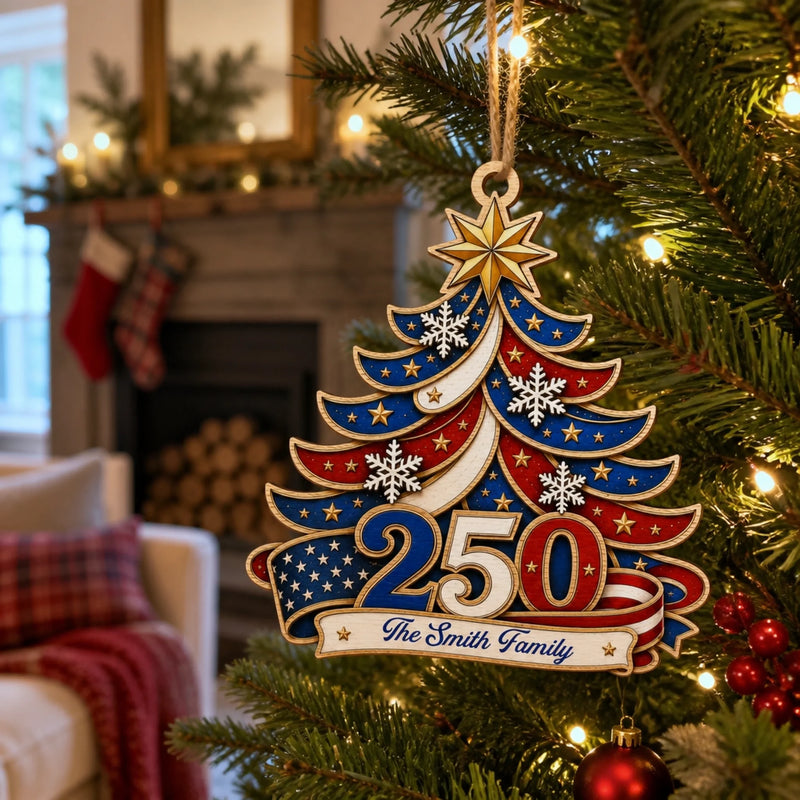 Personalized Wooden Ornament – America 250th Anniversary, Christmas Gift For Family – The Specials Year