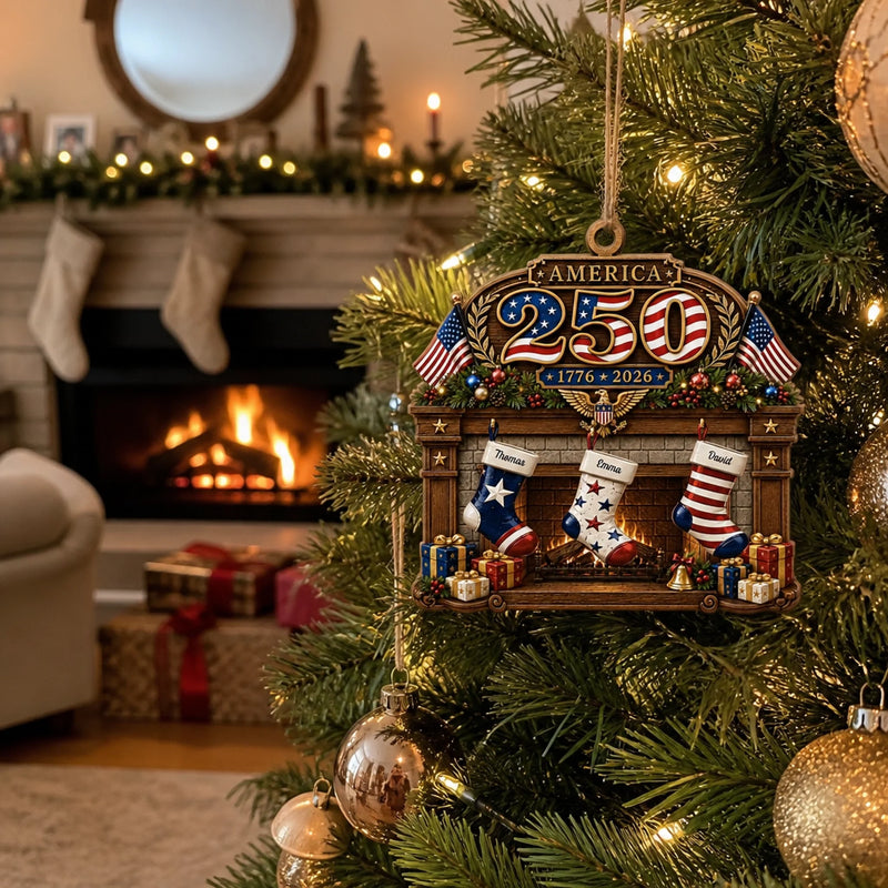 Personalized Wooden Ornament – America 250th Anniversary, Christmas Gift For Family – Together We Celebrate