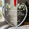 Personalized Glass Ornament – Christmas, Anniversary Gift For Couple, Newlyweds – The Year Our Forever Began