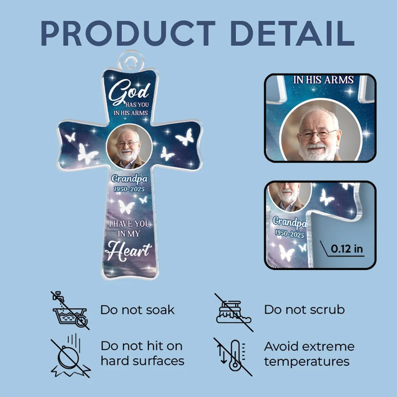 Personalized Photo Acrylic Car Ornament - Sympathy Gift For Family, Grandpa, Grandma - Always Have You In My Heart
