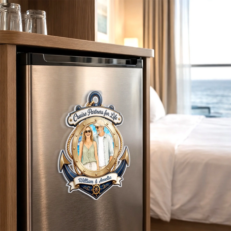 Personalized Photo Cruise Ship Door Magnet – Summer, Anniversary Gift For Couple – Our Forever Voyage Starts Here