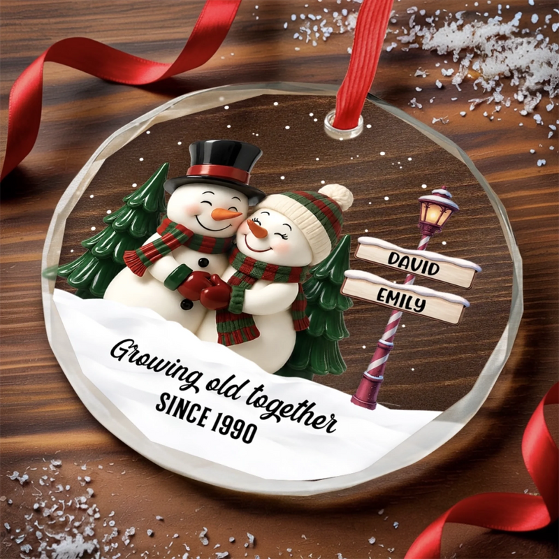 Personalized Glass Ornament – Christmas, Anniversary Gift For Couple – Grow Old With Me