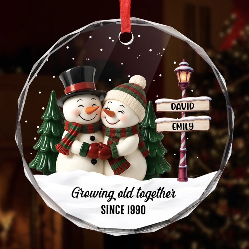 Personalized Glass Ornament – Christmas, Anniversary Gift For Couple – Grow Old With Me