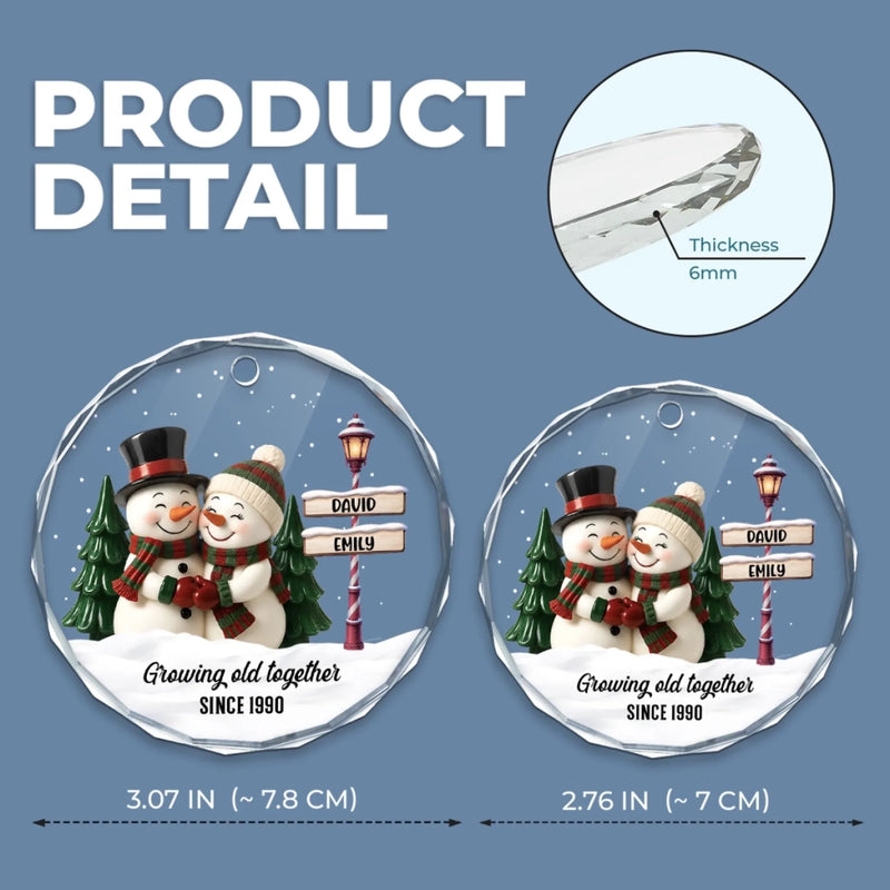 Personalized Glass Ornament – Christmas, Anniversary Gift For Couple – Grow Old With Me