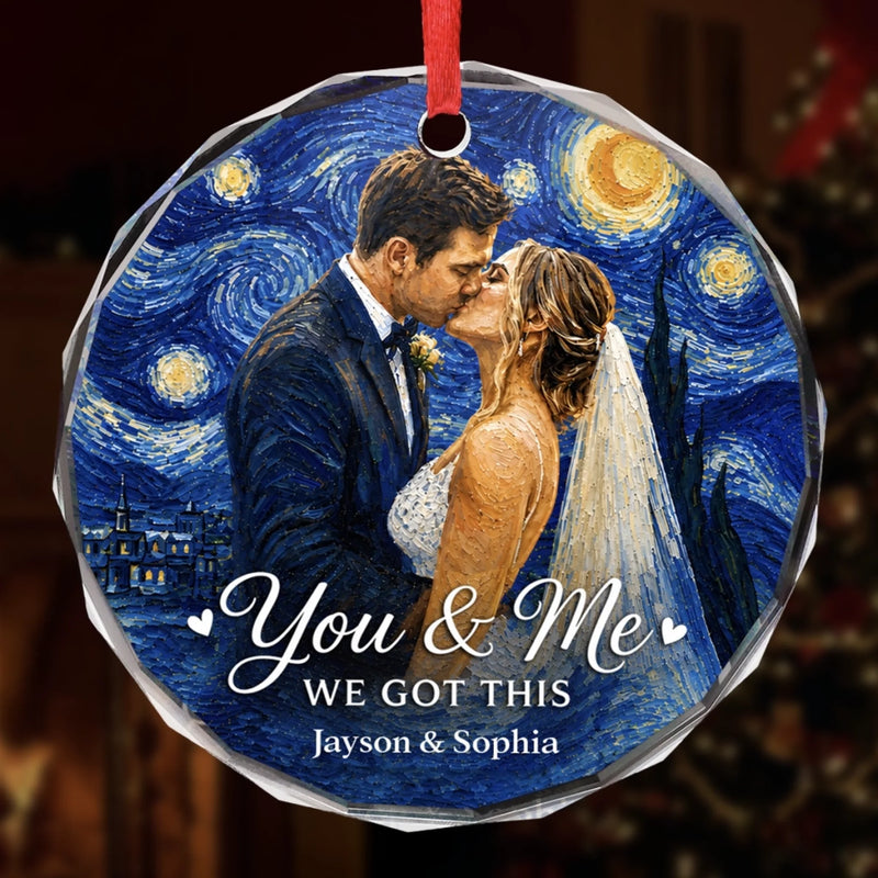 Personalized Photo Glass Ornament – Christmas, Anniversary Gift For Couple – Side By Side, Always