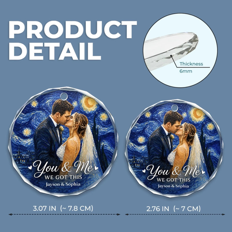 Personalized Photo Glass Ornament – Christmas, Anniversary Gift For Couple – Side By Side, Always