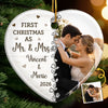 Personalized Photo Ceramic Ornament – Christmas, Anniversary Gift For Couple, Newlyweds – First Christmas Together
