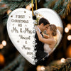 Personalized Photo Ceramic Ornament – Christmas, Anniversary Gift For Couple, Newlyweds – First Christmas Together