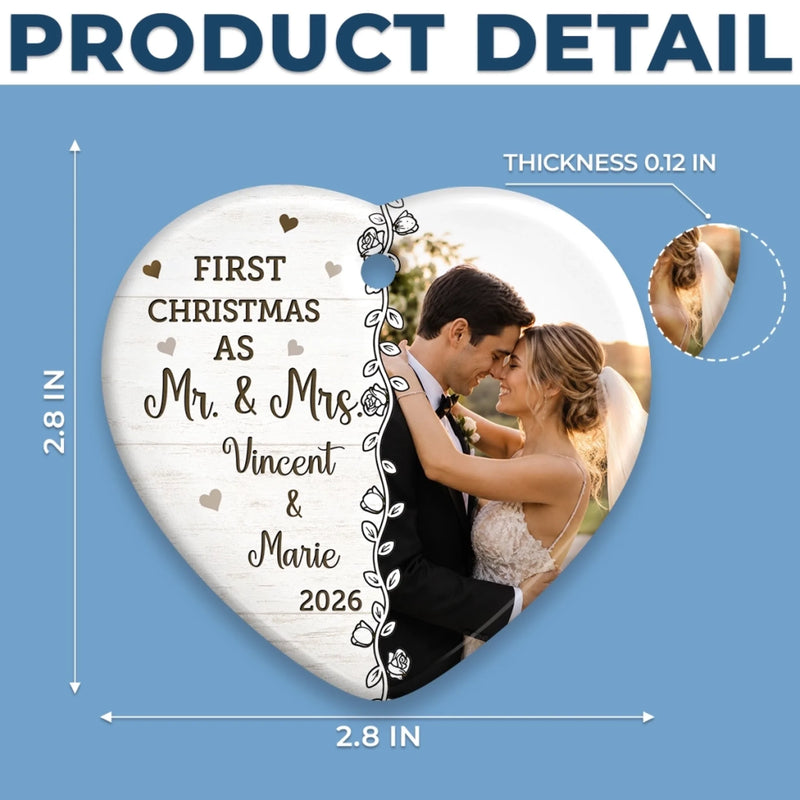 Personalized Photo First Christmas Together Ceramic Ornament – Anniversary Gift For Couple – First Christmas Together