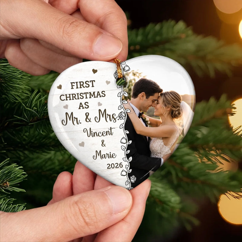 Personalized Photo First Christmas Together Ceramic Ornament – Anniversary Gift For Couple – First Christmas Together