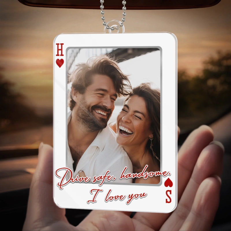 Personalized Photo Acrylic Car Ornament – Anniversary Gift For Couple - Drive Safe, See You Soon