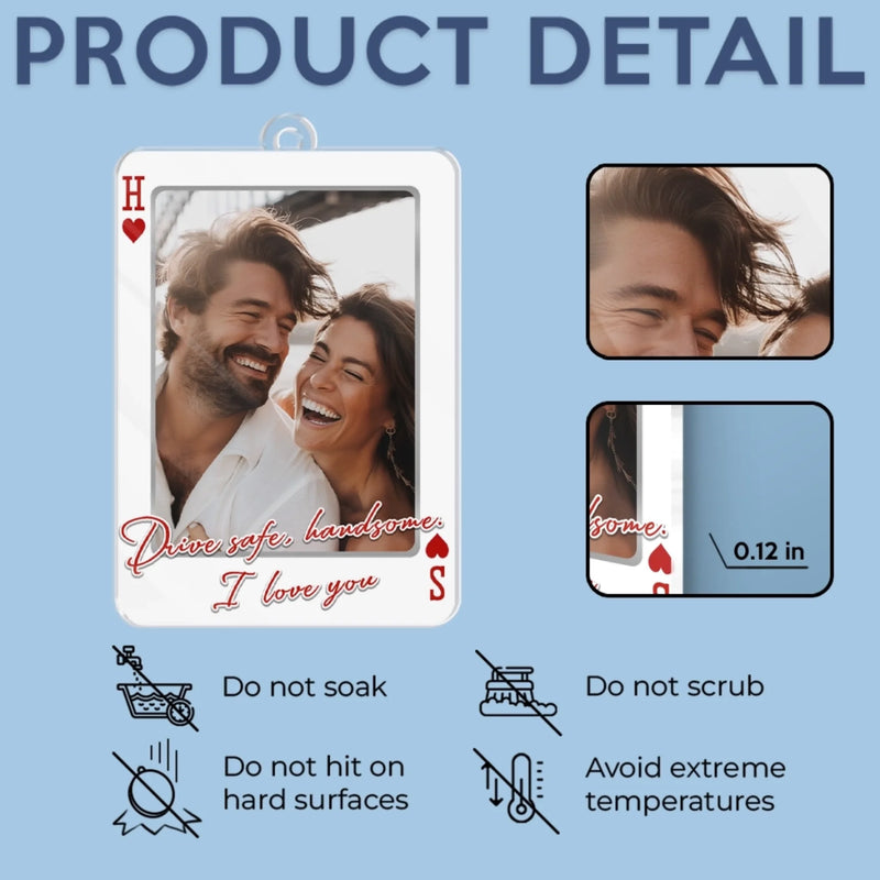 Personalized Photo Acrylic Car Ornament – Anniversary Gift For Couple - Drive Safe, See You Soon