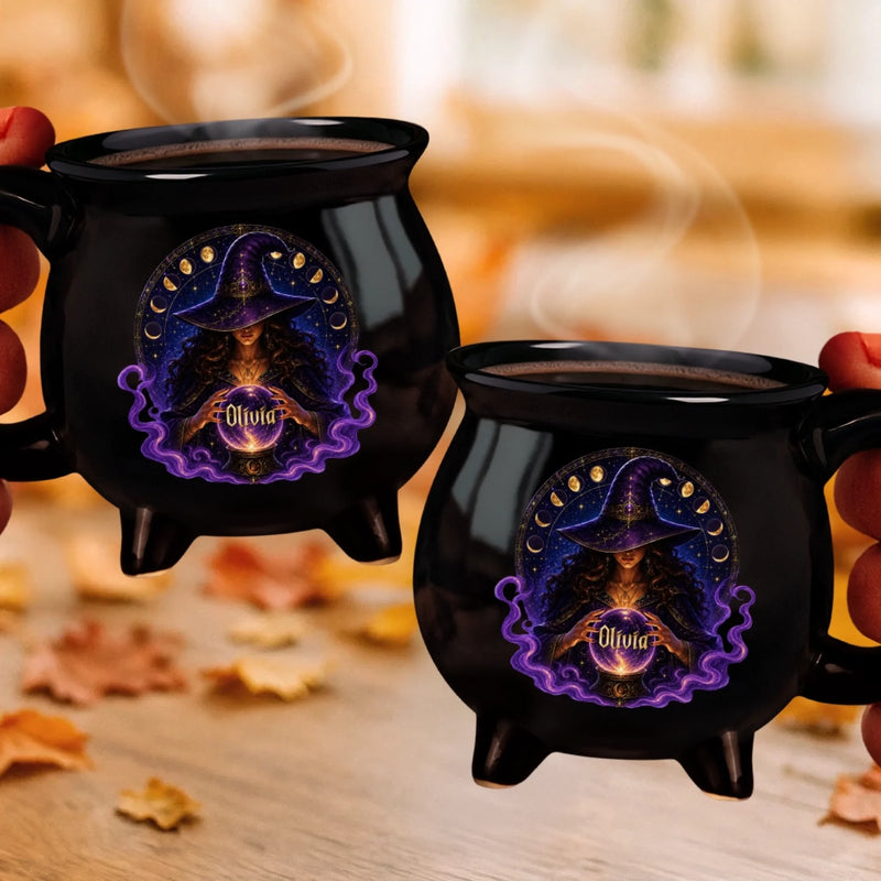 Personalized Cauldron Coffee Mug - Halloween Witchy Gift For Sister, Bestie, Best Friend - Witch’s Favorite Brew