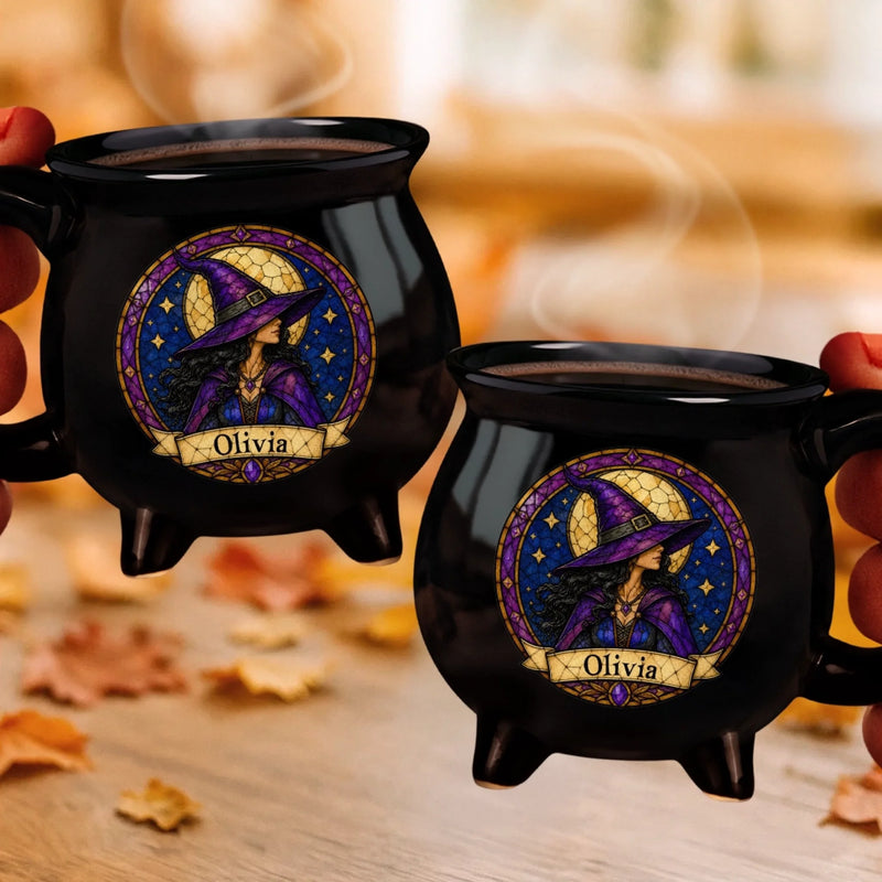 Personalized Cauldron Coffee Mug - Halloween Witchy Gift For Sister, Bestie, Best Friend - Spooky Witchy Vibes