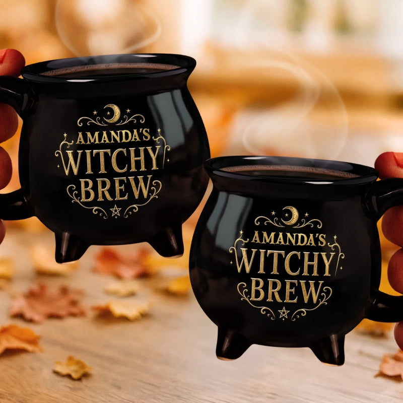 Personalized Cauldron Coffee Mug - Halloween Witchy Gift For Sister, Bestie, Best Friend - Born To Bewitch