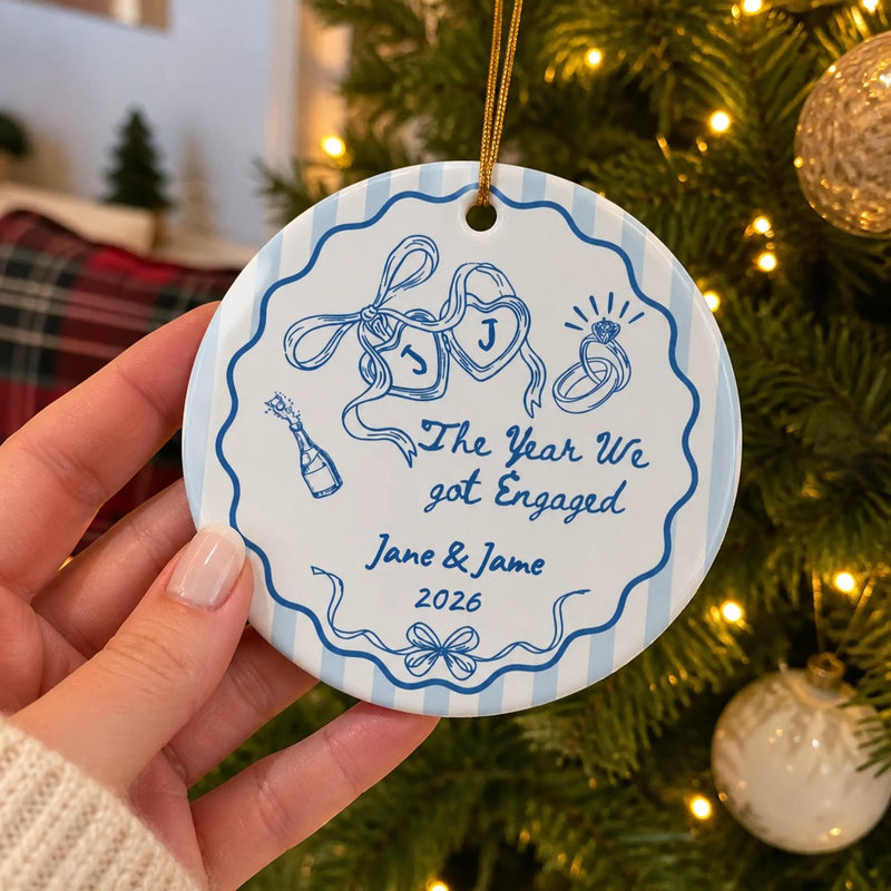 Personalized Ceramic Ornament – Christmas, Wedding Gift For Couple, Newlyweds – The Year Our Journey Began