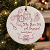 Personalized Ceramic Ornament – Christmas, Wedding Gift For Couple, Newlyweds – Our Engagement Year