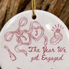 Personalized Ceramic Ornament – Christmas, Wedding Gift For Couple, Newlyweds – Our Engagement Year