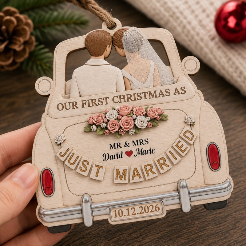 Personalized Wood Ornament – Christmas, Anniversary Gift For Couple – First Christmas, Forever Love