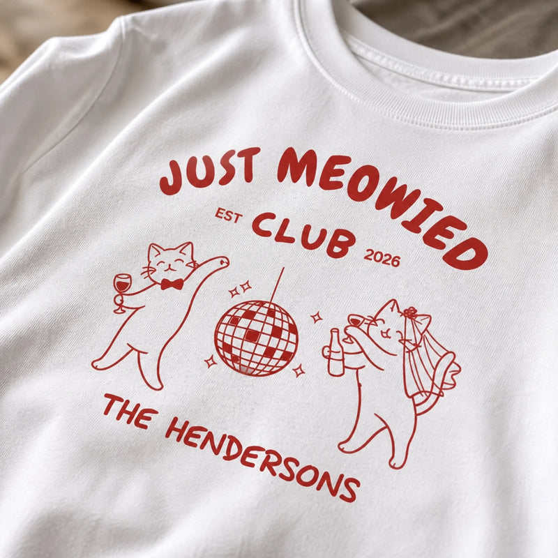 Personalized Unisex T-shirt, Hoodie – Gift For Couple, Bride, Groom, Newlyweds - Just Meowied