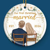 Personalized Ceramic Ornament – Christmas, Anniversary Gift For Couple, Newlyweds – Our Hearts Say It All