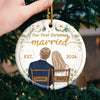 Personalized Ceramic Ornament – Christmas, Anniversary Gift For Couple, Newlyweds – Our Hearts Say It All