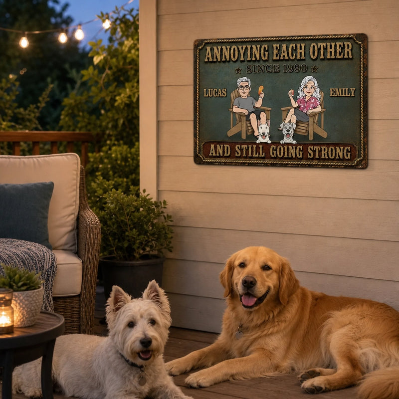 Personalized Home Decor Metal Sign - Anniversary Gift For Couple, Pet Lovers - Snuggles And Soulmates