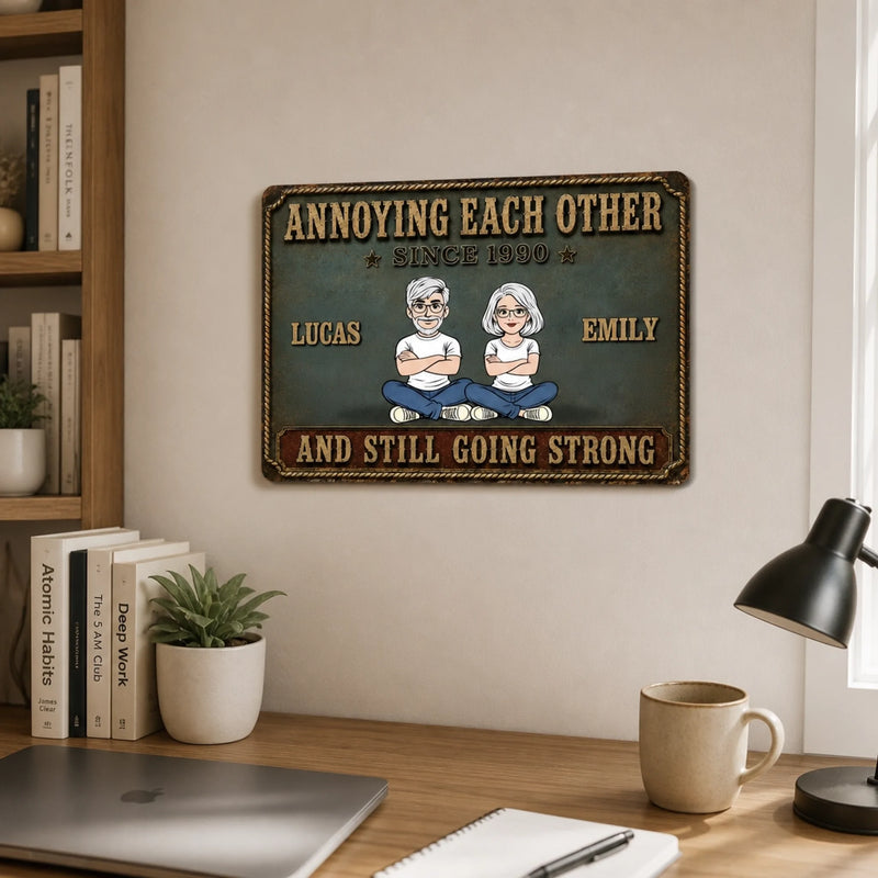 Personalized Home Decor Metal Sign - Anniversary Gift For Couple - Proudly Together