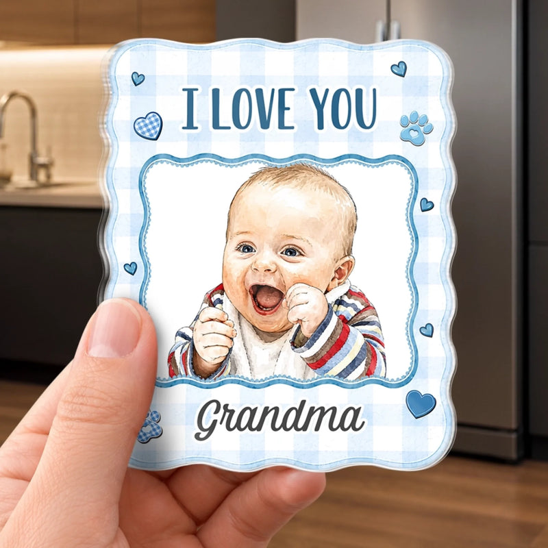 Personalized Photo Acrylic Fridge Magnet - Gift For Grandma, Grandpa - Little Bundle of Joy