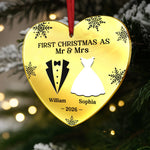 Custom Name First Christmas Wedding Gifts for Couples - Personalized Mirrored Acrylic Ornament