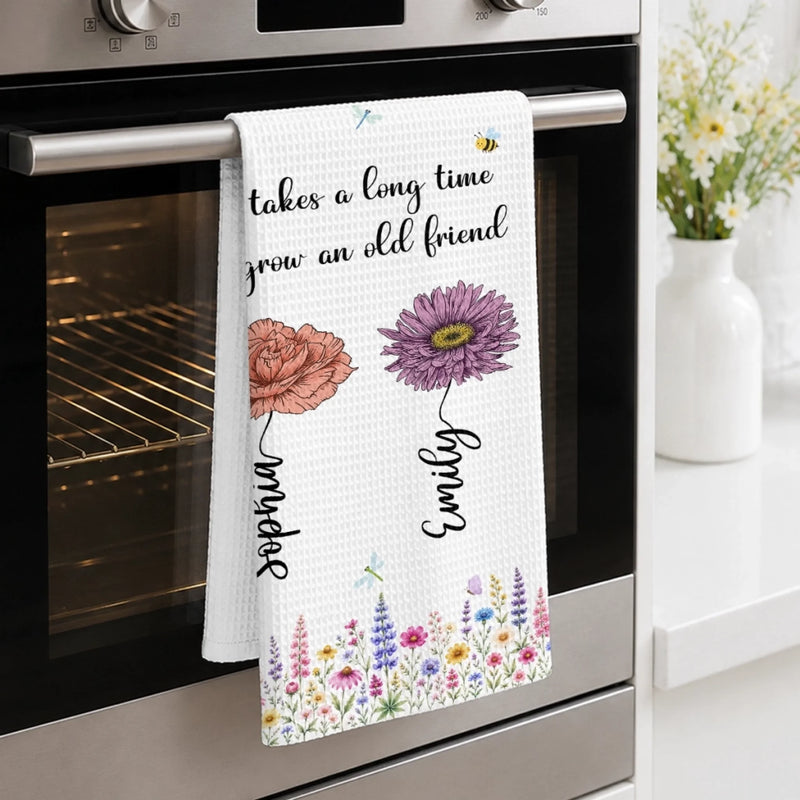 Personalized Kitchen Towel – Gift For Sister, Bestie, Best Friend – Growing Older, Staying Besties