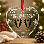 Personalized First Christmas Married Heart Glass Ornament – Wedding Gift For Couple – Our First Christmas As Mr & Mrs