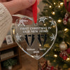 Personalized Heart Glass Ornament – Christmas, Anniversary Gift For Couple – Our First Christmas As Mr & Mrs