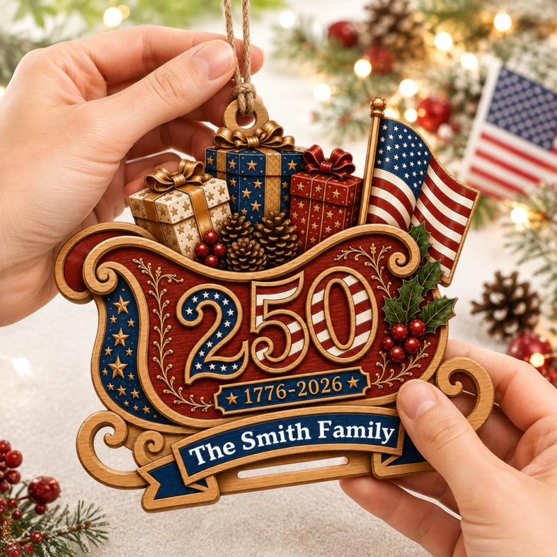 Personalized Wooden Ornament – America 250th Anniversary, Christmas Gift For Family – Legacy Of Liberty