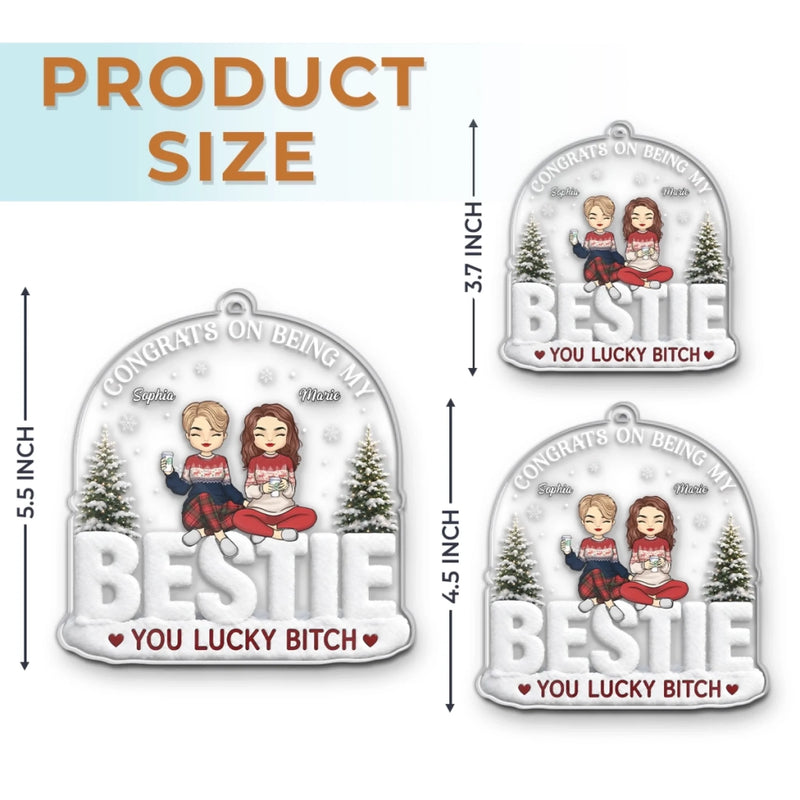 Personalized Acrylic Ornament – Christmas Gift For Sister, Bestie, Best Friend – You Hit The Bestie Jackpot