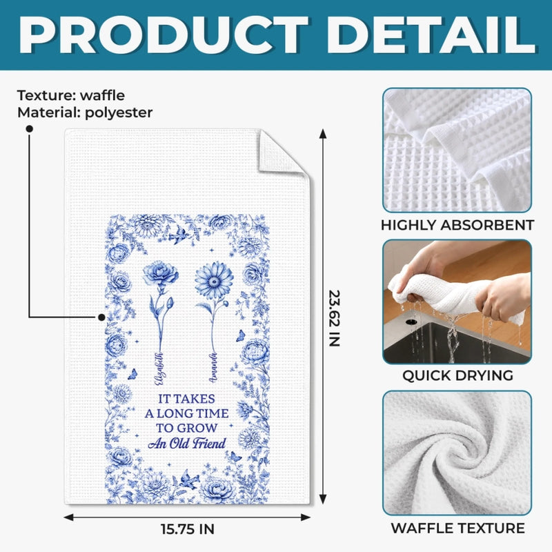 Personalized Kitchen Towel – Birthday Gift For Sister, Bestie, Best Friend – Garden Of Friendship