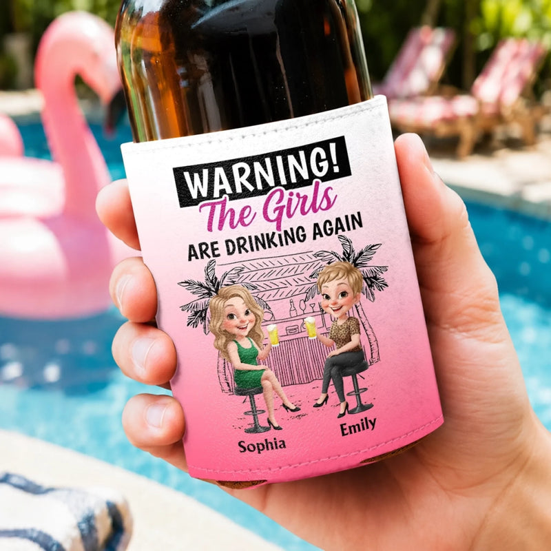 Personalized Leather Can Cooler - Birthday Gift For Sister, Bestie, Best Friend - Girls Just Slay