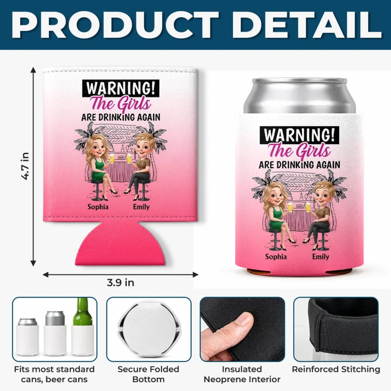 Personalized Leather Can Cooler - Birthday Gift For Sister, Bestie, Best Friend - Girls Just Slay