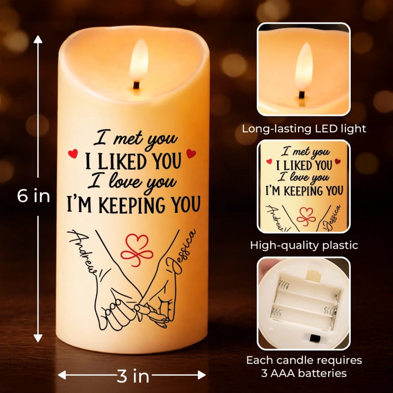 Personalized LED Candle - Anniversary Gift For Couple - Sweetest Anniversary Light