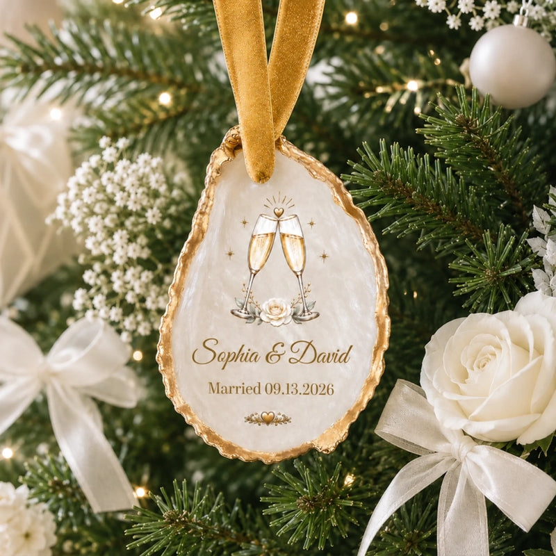 Personalized Oyster-Shaped Ornament – Christmas, Anniversary Gift For Couple – Sweetest Christmas With You