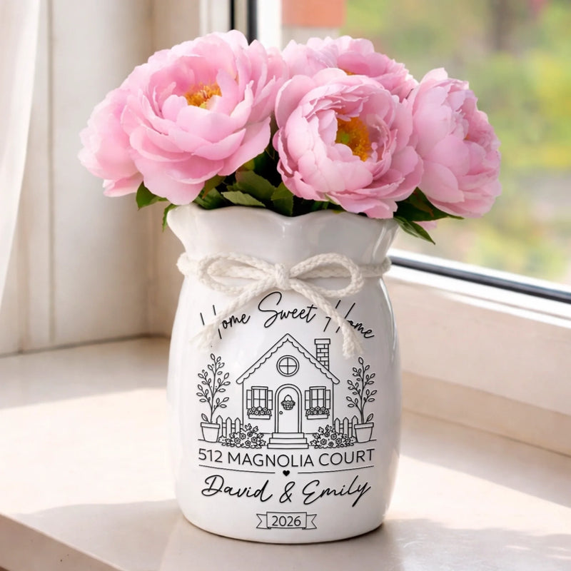 Personalized Flower Vase With Ribbon – Christmas, Housewarming Gift for New Homeowners, Couple – Together Is My Favorite Place