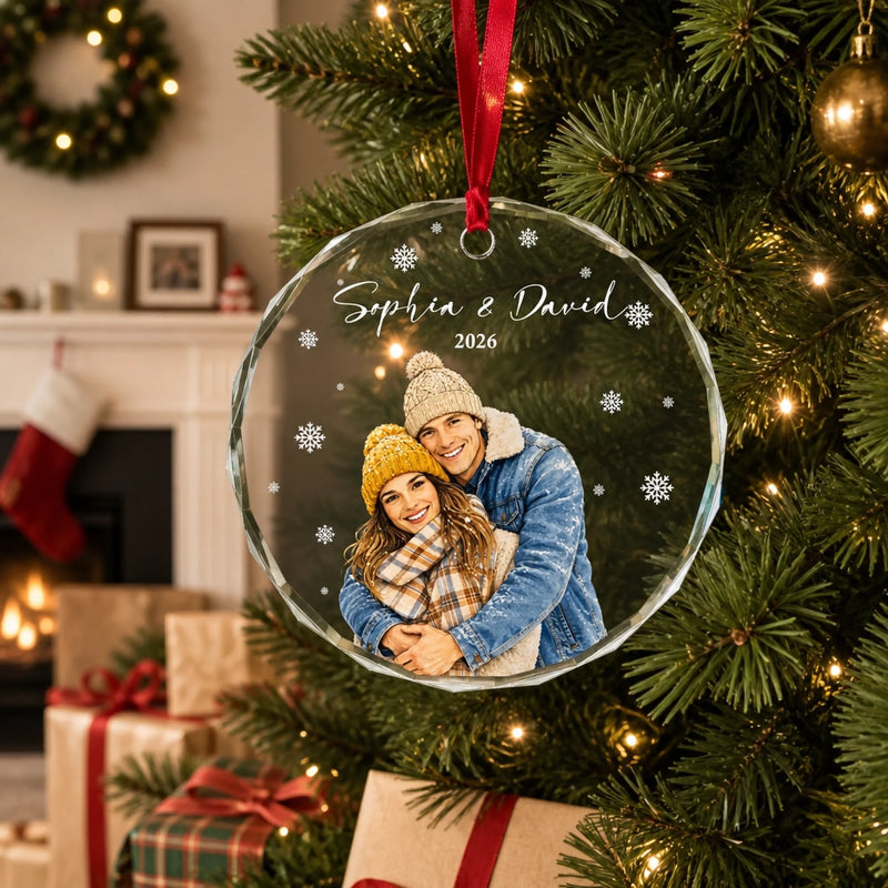 Personalized Photo Glass Ornament – Christmas, Anniversary Gift For Couple – Always Choose You