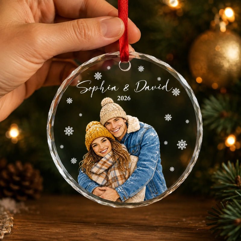 Personalized Photo Glass Ornament – Christmas, Anniversary Gift For Couple – Always Choose You
