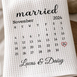 Custom Wedding Date Gifts for Couples - Personalized Kitchen Towel