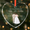 Personalized Glass Ornament – Christmas, Anniversary Gift For Couple, Newlyweds – Officially Mr & Mrs