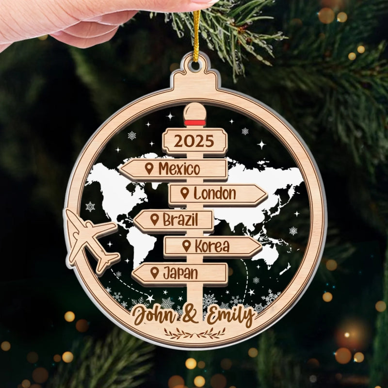 Personalized Acrylic Ornament – Christmas Gift For Family, Travel Lovers – Driven By Love United By Freedom