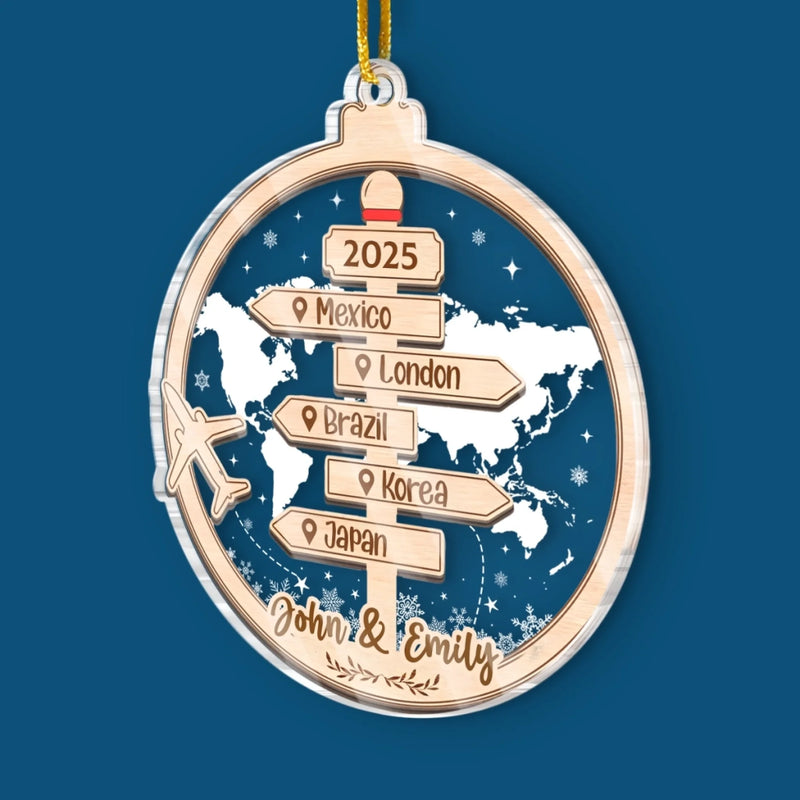 Personalized Acrylic Ornament – Christmas Gift For Family, Travel Lovers – Driven By Love United By Freedom